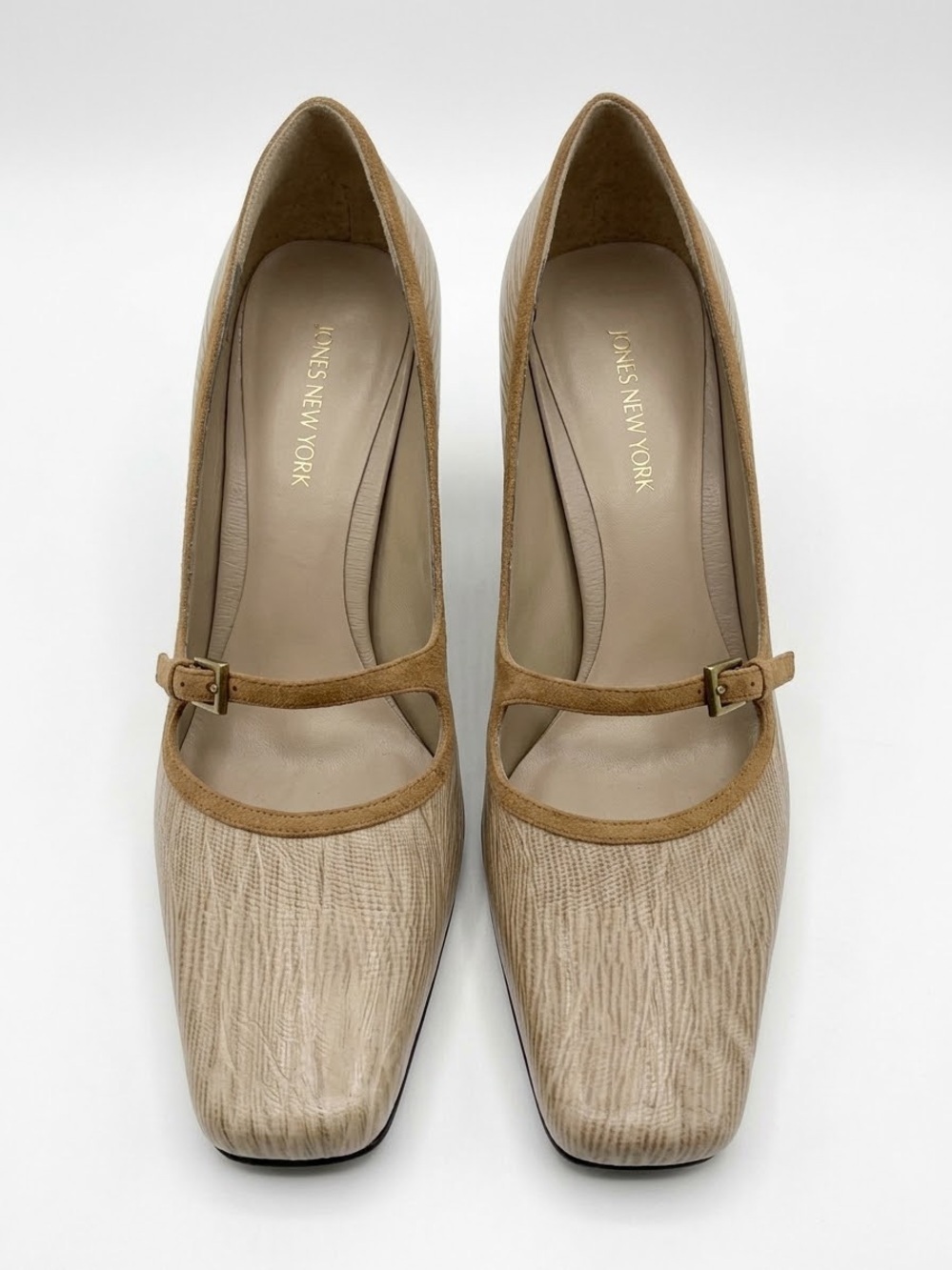 Jones New York Auster2 Taupe Lizard Mary Jane Kitten Heels 10M VTG Office
